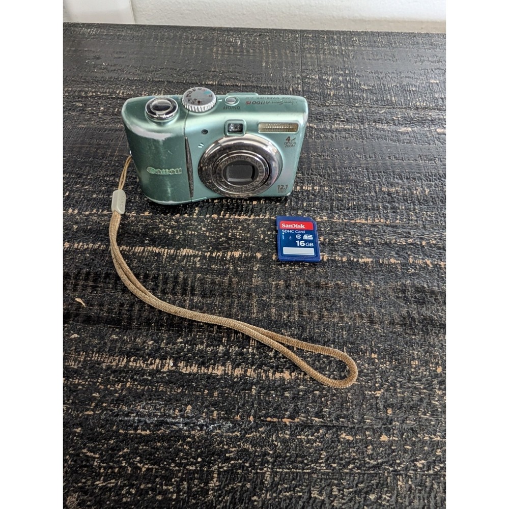 Canon PowerShot A1100 IS 12.1MP Compact Digital Camera 4x Zoom Teal Tested READ